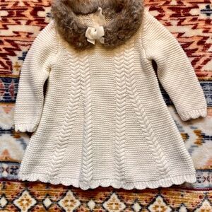 Tahari Baby Cream Knit with Brown Faux Fur
